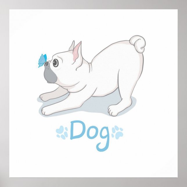 Cute Dog Gift | Funny Dog With Butterfly Poster (Front)