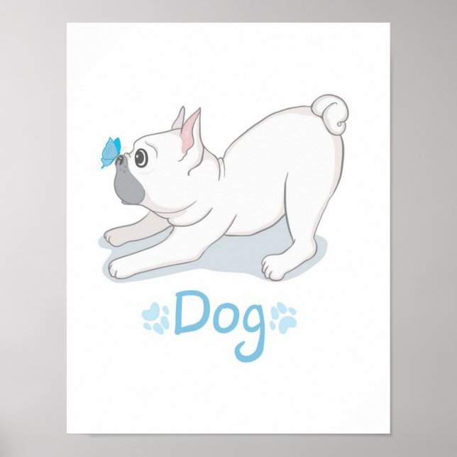 Cute Dog Gift | Funny Dog With Butterfly Poster (Front)