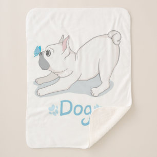 Cute Dog Gift Funny Dog With Butterfly Sherpa Blanket