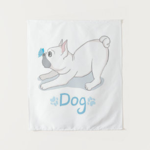 Cute Dog Gift   Funny Dog With Butterfly Tapestry