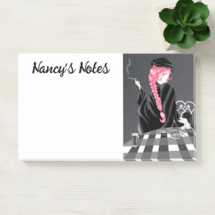 Cute Dog & Girl at Café in Paris Post-It Notes