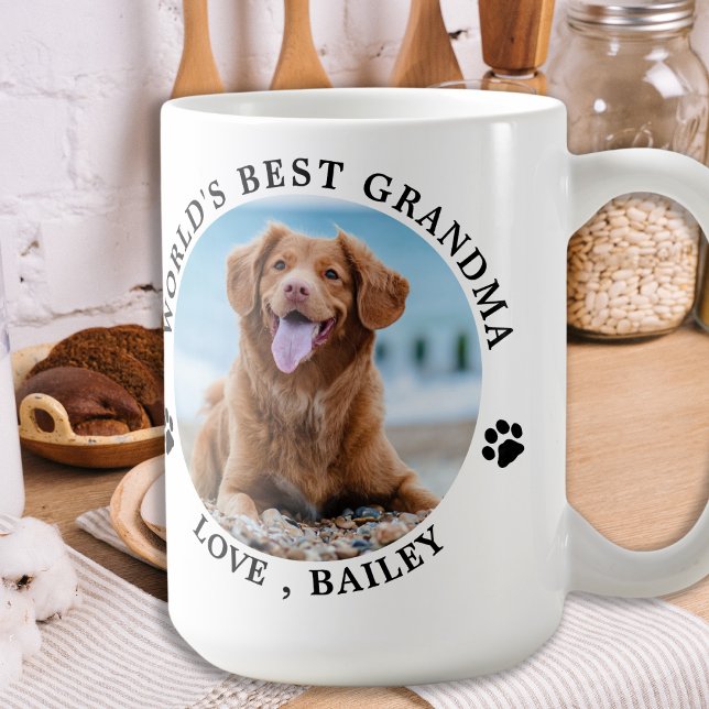 Cute Dog Grandma Personalised Pet Photo Dog Lover Coffee Mug (Creator Uploaded)