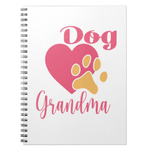 Cute Dog Grandma Pink Heart Paw Print Graphic Notebook
