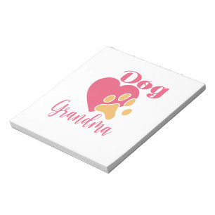 Cute Dog Grandma Pink Heart Paw Print Graphic Notepad