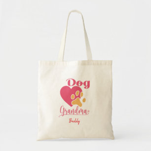 Cute Dog Grandma Pink Heart Paw Print Pet Lover Tote Bag