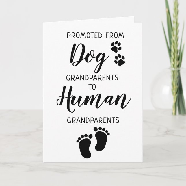Cute Dog Grandparents Pregnancy Announcement Card (Front)