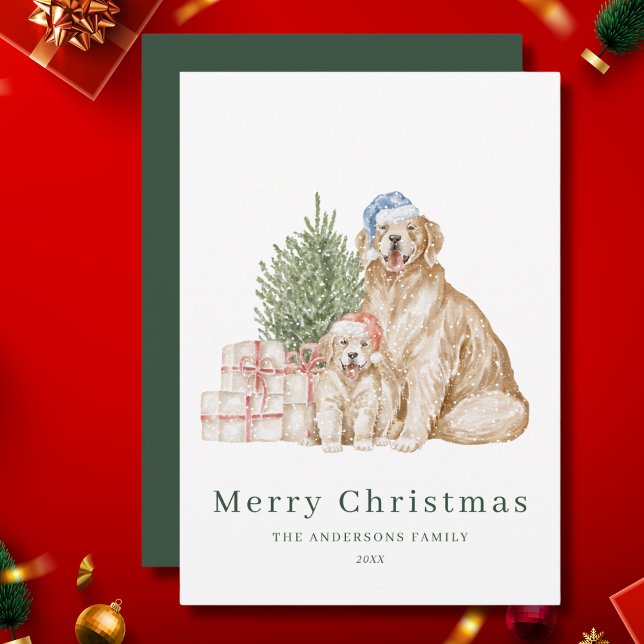 Cute dog greenery Christmas Holiday Card (Creator Uploaded)