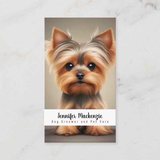 Cute Dog Groomer Grooming Service Pet Care  Business Card (Front)