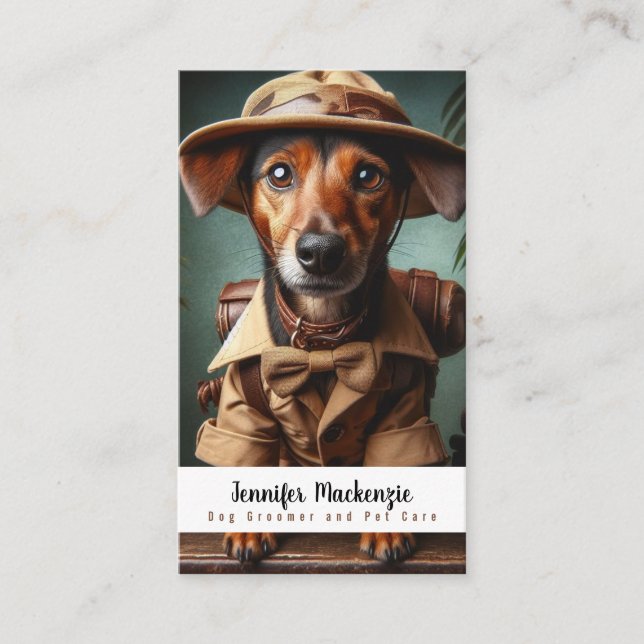 Cute Dog Groomer Grooming Service Pet Care  Business Card (Front)