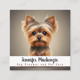 Cute Dog Groomer Grooming Service Pet Care  Square Business Card