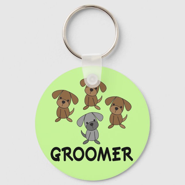 Cute Dog Groomer Occupation Gift Key Ring (Front)