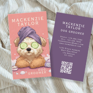Cute Dog Groomer Personalized Spa Style Business Card