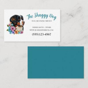 Cute Dog Grooming Floral Pet Service Business Card