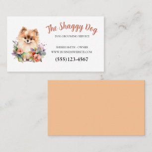 Cute Dog Grooming Floral Pet Service Business Card
