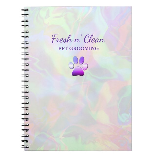 Cute Dog Grooming Paw Print Holograph Notebook (Front)