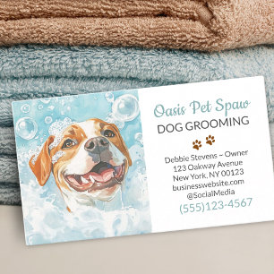 Cute Dog Grooming Pet Bathing Service Business Card