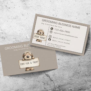 Cute Dog Grooming & Pet Care Fun Modern Business Card