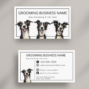 Cute Dog Grooming & Pet Care Fun Modern Business Card