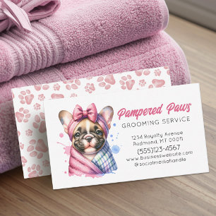 Cute Dog Grooming Pet Service Business Card
