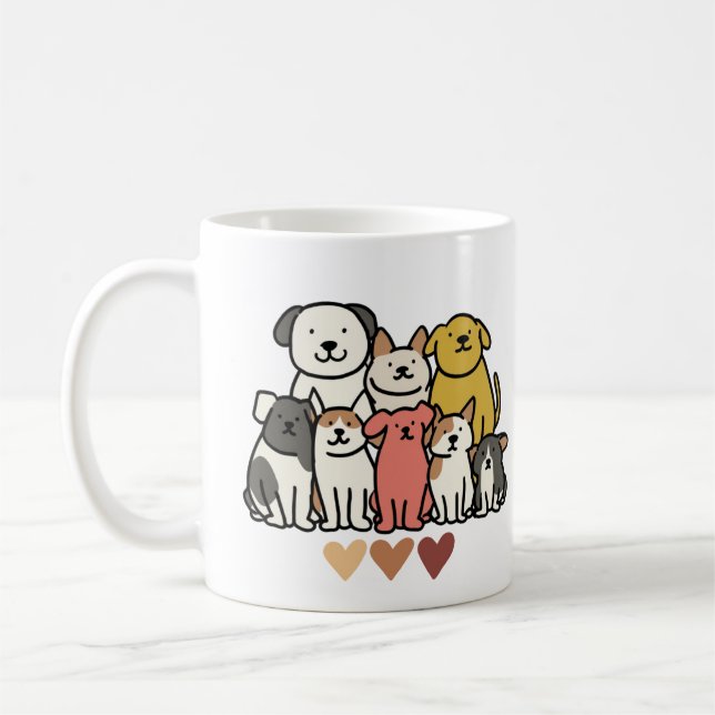 Cute Dog Group Mug - Adorable Puppy Squad (Left)