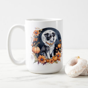 Cute Dog Halloween Floral Moon Canine Lover Coffee Mug