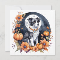 Cute Dog Halloween Floral Moon Canine Lover