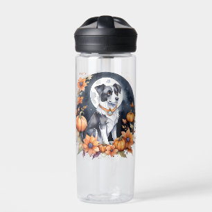Cute Dog Halloween Floral Moon Canine Lover Water Bottle