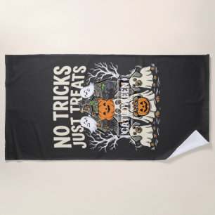 Cute Dog Halloween No Tricks Just Treats_1 Beach Towel