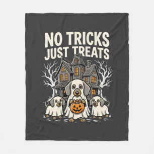 Cute Dog Halloween No Tricks Just Treats_1 Fleece Blanket