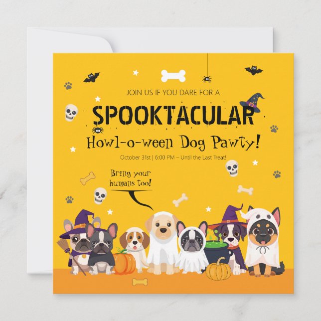 Cute Dog Halloween Party | Pet Costume Howl-o-Ween Invitation (Front)