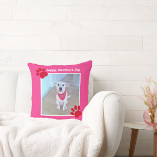 Cute Dog Happy Valentines Day Red Paws 1 Photo Cushion