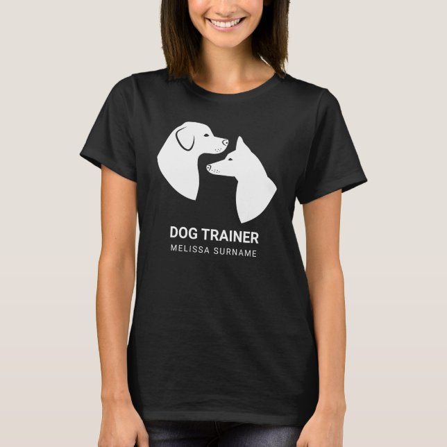 Cute Dog Head Shapes In White - Custom Dog Trainer T-Shirt (Front)