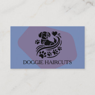 Cute Dog Heart Paws Logo   Groomer Business Card