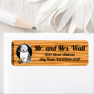 Cute Dog Hiker Camper Old English Sheepdog Grey 1 Return Address Label