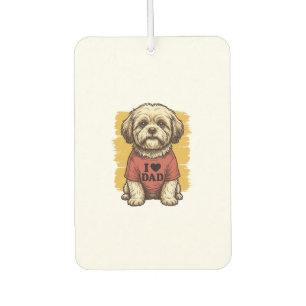 Cute Dog I Love Dad Vintage Engraving Vector Desig Car Air Freshener