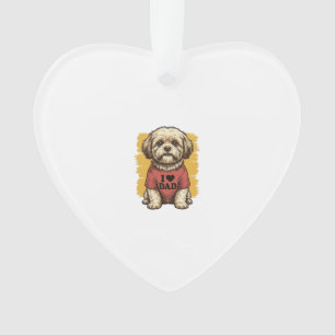 Cute Dog I Love Dad Vintage Engraving Vector Desig Ornament