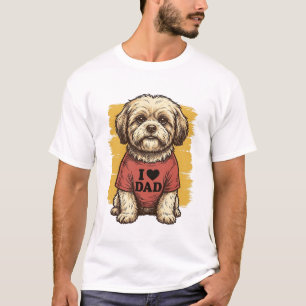 Cute Dog I Love Dad Vintage Engraving Vector Desig T-Shirt