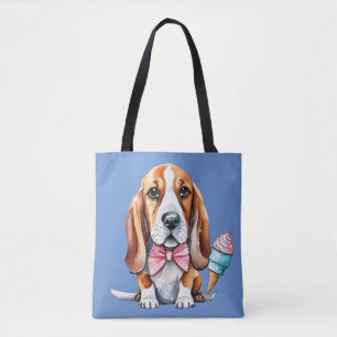 Cute dog ice cream tote bag