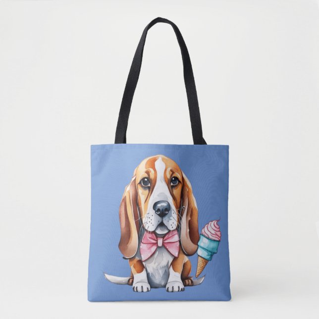 Cute dog ice cream tote bag (Front)