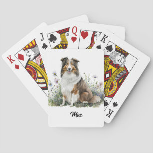 Cute Dog Illustration - Collie Playing Cards