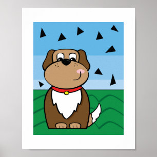 Cute Dog Illustration - Kids Animal Art Poster