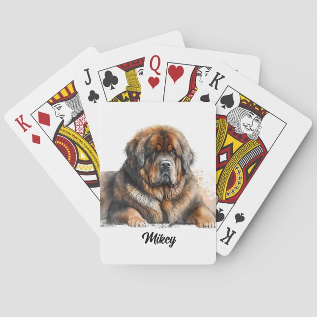 Cute Dog Illustration - Mastiff  Playing Cards (Back)