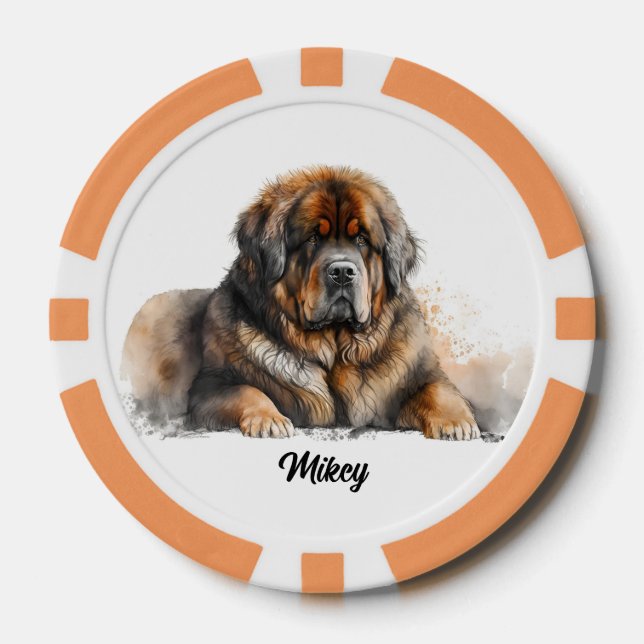 Cute Dog Illustration - Mastiff  Poker Chips (Front)
