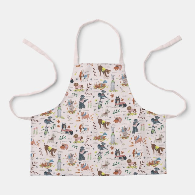 Cute Dog Illustration Pattern  Apron (Front)