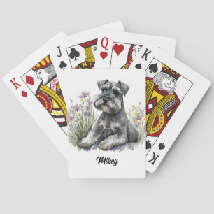 Cute Dog Illustration - Schnauzer -  Playing Cards