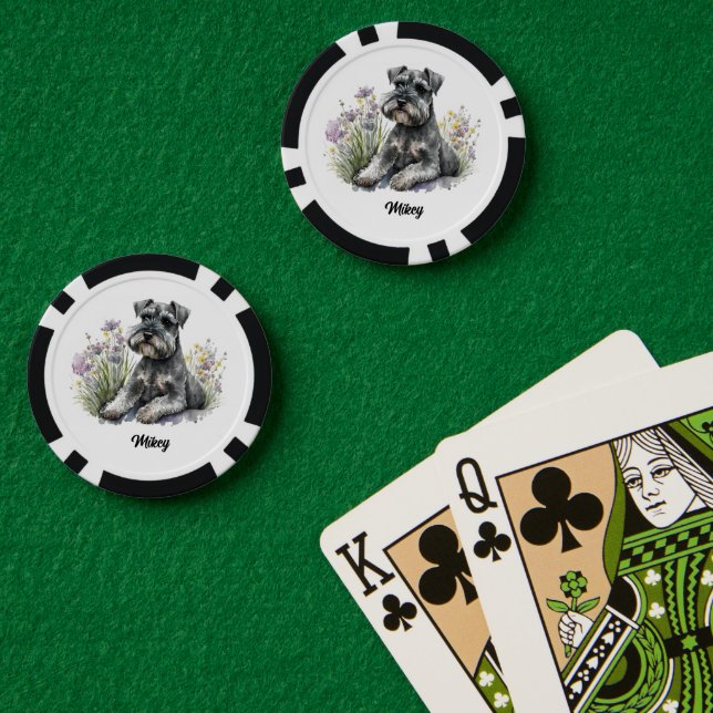 Cute Dog Illustration - Schnauzer -  Poker Chips (Poker Table (Double))
