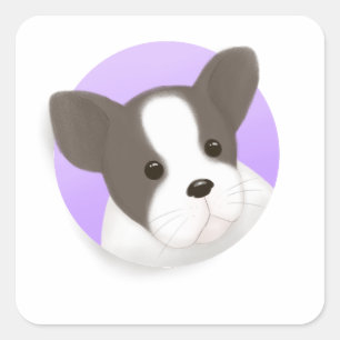 Cute Dog Illustration Square Sticker