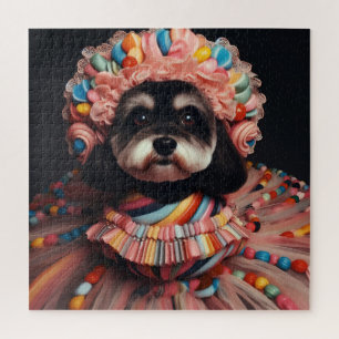 Cute dog in a beaded dress jigsaw puzzle