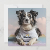 Cute Dog in a "Namaste" T-Shirt on a Yoga Mat