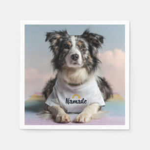 Cute Dog in a "Namaste" T-Shirt on a Yoga Mat Napkin
